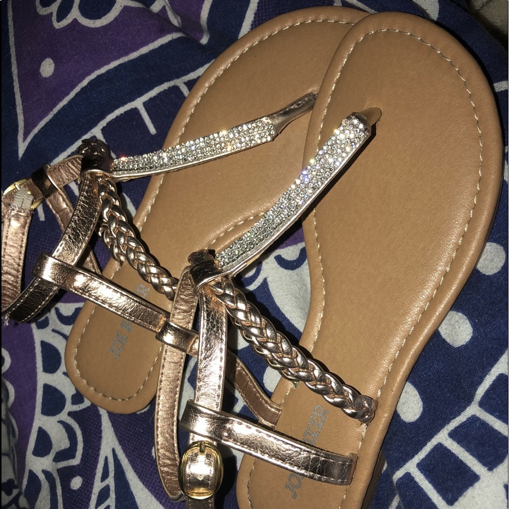 Joe Boxer rose gold and sparkle sandals